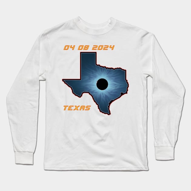 Texas 2024 Total Solar Eclipse Long Sleeve T-Shirt by Victopia